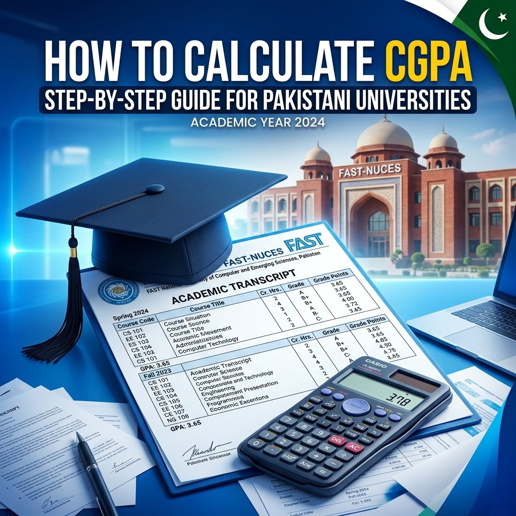 Professional guide for Pakistani students on calculating CGPA and GPA according to HEC standards.